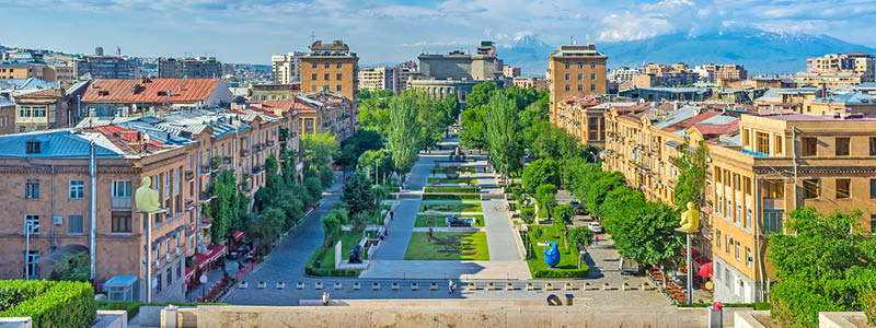 Utsikten från kaskaden i Jerevan, Armenien.